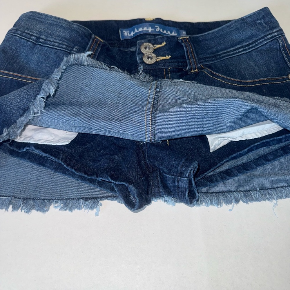 Highway Jeans Denim Mini Skirt with built in shorts and Frayed Hem - Picture 6 of 7